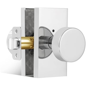 HIEMEY Polished Chrome Door Knobs Interior with Lock Modern Privacy Door Knob Door Handles for Bathroom Bedroom Round