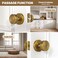 naubea Antique Brass Passage Door Knobs Interior Old Style Round Door Knob Antique Door Handle for Hallway Pantry Closet Door Knob