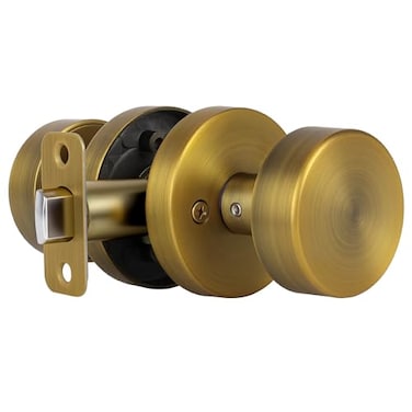 naubea Antique Brass Passage Door Knobs Interior Old Style Round Door Knob Antique Door Handle for Hallway Pantry Closet Door Knob
