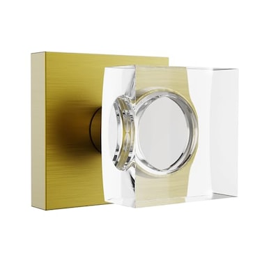 coolnews Antique Brass Door Knob Crystal Glass Interior Passage Knob Old Style Square Handle for Hallway Pantry Closet