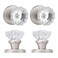SHINY HANDLES 4 Pack Crystal Dummy Door Knob Brushed Nickel Inactive Glass HalfDummy Door Knobs for HallCloset