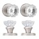 SHINY HANDLES 4 Pack Crystal Dummy Door Knob Brushed Nickel Inactive Glass HalfDummy Door Knobs for HallCloset