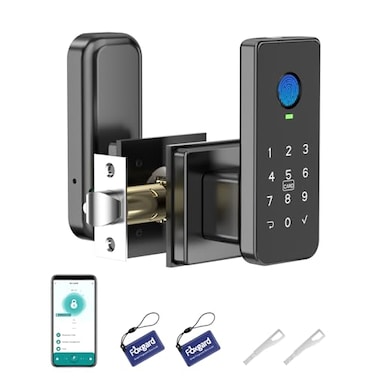 Foxgard Fingerprint Door Lock 5in1 Biometric Smart Lock with Keypad App Control Key AutoLock Electronic Deadlock Keyless Entry for Bedroom Office Indoor Use Includes 2 IC Cards