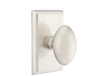 Emtek Privacy Set Rectangular Rosette Egg Knob Satin Nickel