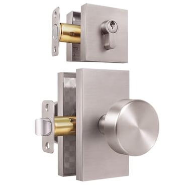 HIEMEY Brushed Nickel Front Door Lock Set Satin Nickel Entry Door Knobs with Deadbolt Set Exterior Door Knob Door Handles with Key