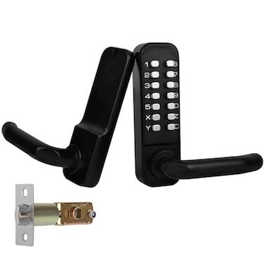 Casmer Upgrade Mechanical Door Lock with Adjustable Deadlatch 238 and 234Outdoor Keyless Gate Lock with Handle Waterproof Mechanical Keypad Door Lock Black