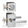 Berlin Modisch Entry Lever Door Handle and Single Cylinder Deadbolt Lock and Key Designer Series Locking Lever Handle Set Front Door or Office Heavy Duty Satin Nickel Finish