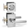 Berlin Modisch Entry Lever Door Handle and Single Cylinder Deadbolt Lock and Key Designer Series Locking Lever Handle Set Front Door or Office Heavy Duty Satin Nickel Finish