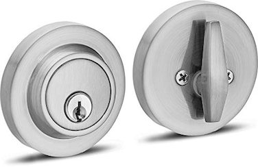 Berlin Modisch Single Cylinder Deadbolt Lock Sleek Round for Front Door Modern Contemporary High Security Heavy Duty Satin Nickel Finish