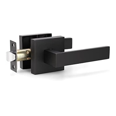 KNOBWELL 1 Pack Black Interior Door Handle Passage Door Handle Lever for Indoor use Reversible for Left and Right with No Key