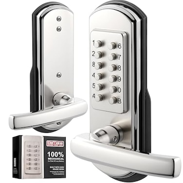 Elemake Keypad Door Lock Keyless Entry Door Lock Mechanical Lock with Keypad Combination Code Locks with Handle Right Handed Door Lever Stainless Steel 304 NOT a Deadbolt