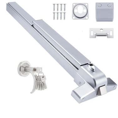 COOLOUS Push Bar Door Lock with 6 Keys Emergency Exit Door Hardware with Handle Aluminum Commercial Push Bar Panic Exit Device LeftRight Compatible