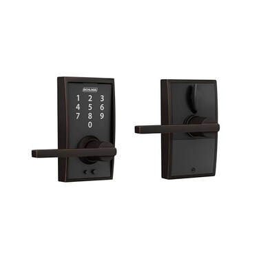 Schlage Touch Century Electronic Lock with Lever Handle Touchscreen Keypad Keyless Front Door Entry Aged Bronze FE695 CEN 716 LAT