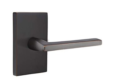 Emtek Privacy Set Modern Rectangular Rosette Helios Lever Oil Rubbed Bronze RH