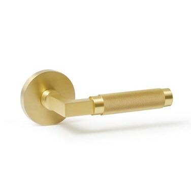 Explore Hardware St Tropez Solid Brass Privacy Door Lever Satin Gold Locking Handle for Bedroom or Bathroom Doors