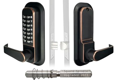 JOUNJIP SingleSided Mechanical Keyless Combination Lever Handle Door Lock Square Spindle Easier Install Oil Rubbed Bronze 2024 Upgrade Version