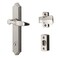 Ideal Security 1216 Surface Mount Storm Door Handle with Lock and Key for 1 1 inches Thick Doors Satin Silver 4Posts