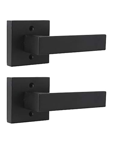 Probrico Matte Black Square Bar HalfDummy Levers NonTurning Stainless Steel Interior Single Dummy Hardware Heavy Duty Closet Balcony Pantry or French Door HandlesExposed Screws 2 Pack