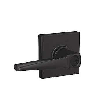 SCHLAGE F51A ELR 622 COL Eller Lever with Collins Trim Keyed Entry Lock Matte Black