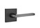 Emtek Privacy Set Square Rosette Helios Lever Right Hand Flat Black