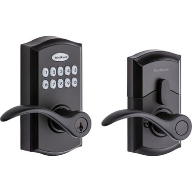 Kwikset SmartCode 955 Pembroke Light Commercial 10Button Keypad Electronic Lever Featuring Convenient Keyless Entry 3Year Battery Life and High Traffic Durability Matte Black