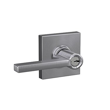 SCHLAGE F51A LAT 626 COL Latitude Lever with Collins Trim Keyed Entry Lock Satin Chrome