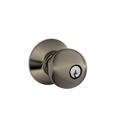 SCHLAGE F51A ORB 620 Orbit Knob Keyed Entry Lock Antique Pewter
