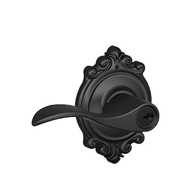 SCHLAGE Accent Lever with Brookshire Trim Keyed Entry Lock in Matte Black F51A ACC 622 BRK