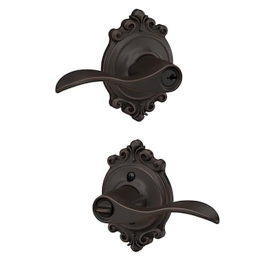 SCHLAGE Accent Lever with Brookshire Trim Keyed Entry Lock in Aged Bronze F51A ACC 716 BRK