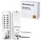ANNFUZ Full Mechanical Keyless Entry Door Handle Lock with KeypadSingleSided Push Button Combination Code Lever LockAuto LockingInterior HoldOpeningfor Front GateNo BatteryPearl Chrome