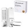 ANNFUZ Full Mechanical Keyless Entry Door Handle Lock with KeypadSingleSided Push Button Combination Code Lever LockAuto LockingInterior HoldOpeningfor Front GateNo BatteryPearl Chrome