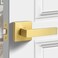 Gaurqiah Passage Door Handle Brushed Gold Door Handles Heavy Duty Passage Function Door LeverReversible Square Door Lever for Hallway or Closet Satin Brass