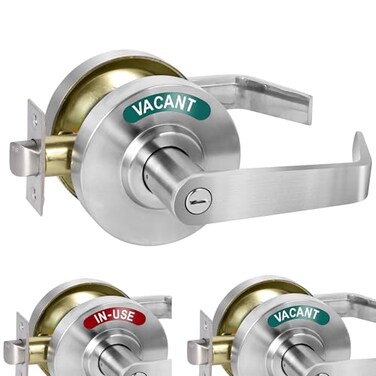Onedaful Cuzofu Large Commercial Bathroom Door Handle Occupied Door Handle for ANSI 2 Heavy Duty Vacant Occupied Bathroom Lock with Indicator for Privacy Office Restaurant Restroom Satin Chrome