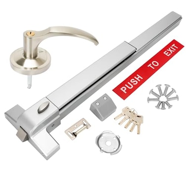 suermany Push Bar Panic Exit Device 275 Long with Exterior Lever Commercial Door Lock for 2836 WoodMetal Exit Doors