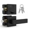 Mega Handles ROBELL Entrance Combo Entry Lever Door Handle Single Cylinder Deadbolt Lock Key Combo Pack Heavy Duty Square Locking Door Levers Set for Left or RightHanded Doors Matte Black