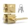 Mega Handles Prime Entrance Combo Entry Lever Door Handle and Single Cylinder Deadbolt Lock and Key Combo Pack Heavy Duty Square Locking Door Levers Set for Left or RightHanded Doors Satin Brass