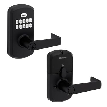 Kwikset SmartCode 955 Light Commercial 10Button Keypad Matte Black Electronic Kingston Lever Featuring Convenient Keyless Entry 3Year Battery Life and High Traffic Durability