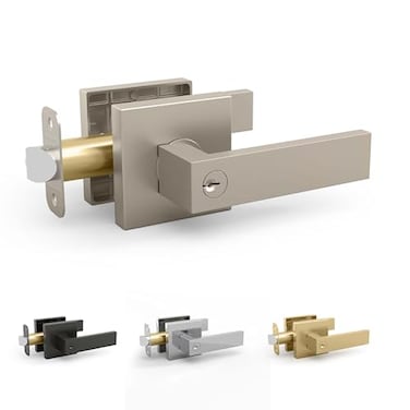 Mega Handles ROBELL Entry Lever Door Handle Heavy Duty Square Locking Door Levers Set for Left or RightHanded Doors Satin Nickel