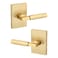 Kwikset Prava Interior Privacy Door Knurled Handle with Lock Door Lever for Bathroom and Bedroom Satin Brass Reversible Keyless Push Button Lock Door Lever with Microban Protection