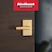 Kwikset Prava Interior Privacy Door Knurled Handle with Lock Door Lever for Bathroom and Bedroom Satin Brass Reversible Keyless Push Button Lock Door Lever with Microban Protection