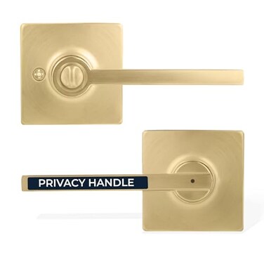 STYLWARE Maven Privacy Door Handle 1 Pack Interior Reversible Gold Door Handle Heavy Duty Bed Bath Door Handles with Privacy Door Lock Fits All Standard Doors Satin Brass