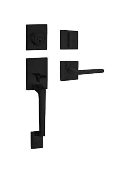 Colosus NDL833 Single Cylinder HandleSet with Lever Door Handle for Entrance and Front Door Reversible for Right and Left Handed deadbolt Handle Set Iron Black Finish