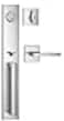 Berlin Modisch Full Escutcheon HandleSet Front Door Entry Handle and Deadbolt Lock Set Slim Square Single Cylinder Deadbolt and Lever Heavy Duty Satin Nickel Finish