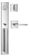 Berlin Modisch Full Escutcheon HandleSet Front Door Entry Handle and Deadbolt Lock Set Slim Square Single Cylinder Deadbolt and Lever Heavy Duty Satin Nickel Finish