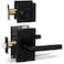 Berlin Modisch Passage Lever Door Handle and Single Cylinder Deadbolt Lock and Key Designer Series Lever Handle Set Front Door or Office Handleset Heavy Duty Iron Black Finish