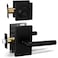 Berlin Modisch Passage Lever Door Handle and Single Cylinder Deadbolt Lock and Key Designer Series Lever Handle Set Front Door or Office Handleset Heavy Duty Iron Black Finish