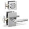 Berlin Modisch Passage Lever Door Handle and Single Cylinder Deadbolt Lock and Key Designer Series Lever Handle Set Front Door or Office Handleset Heavy Duty Satin Nickel Finish