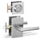 Berlin Modisch Passage Lever Door Handle and Single Cylinder Deadbolt Lock and Key Designer Series Lever Handle Set Front Door or Office Handleset Heavy Duty Satin Nickel Finish