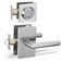 Berlin Modisch Passage Lever Door Handle and Single Cylinder Deadbolt Lock and Key Designer Series Lever Handle Set Front Door or Office Handleset Heavy Duty Satin Nickel Finish