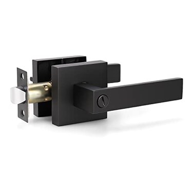 KNOBWELL Heavy Duty Privacy Bathroom Lever Lock Set for Interior Door Bedroom Door Handle Matte Black Door Handle Left or Right Handing 207 lb